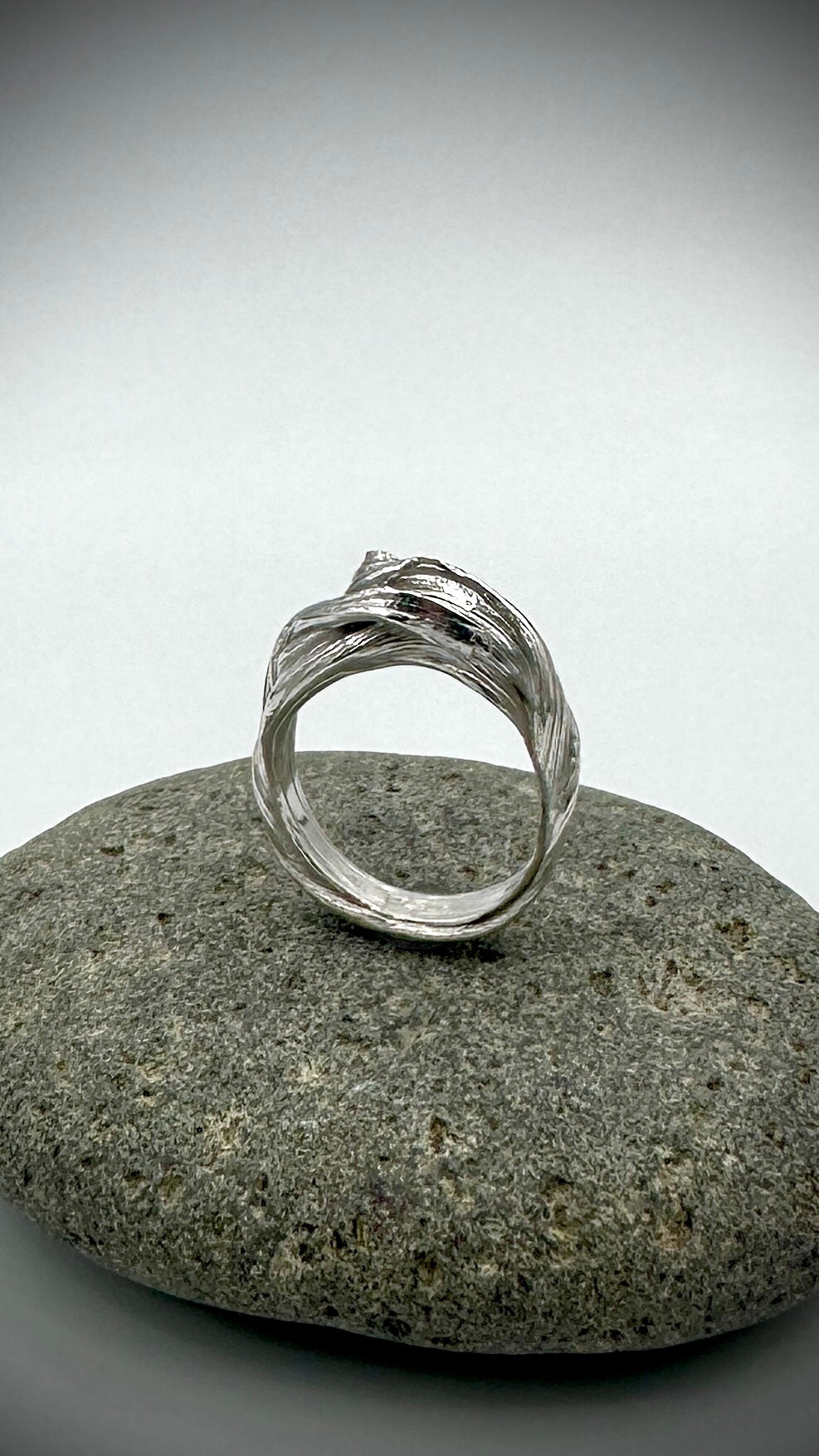 Flow State Mitsuro Hikime Ring detail shot highlighting organic flowing silver texture