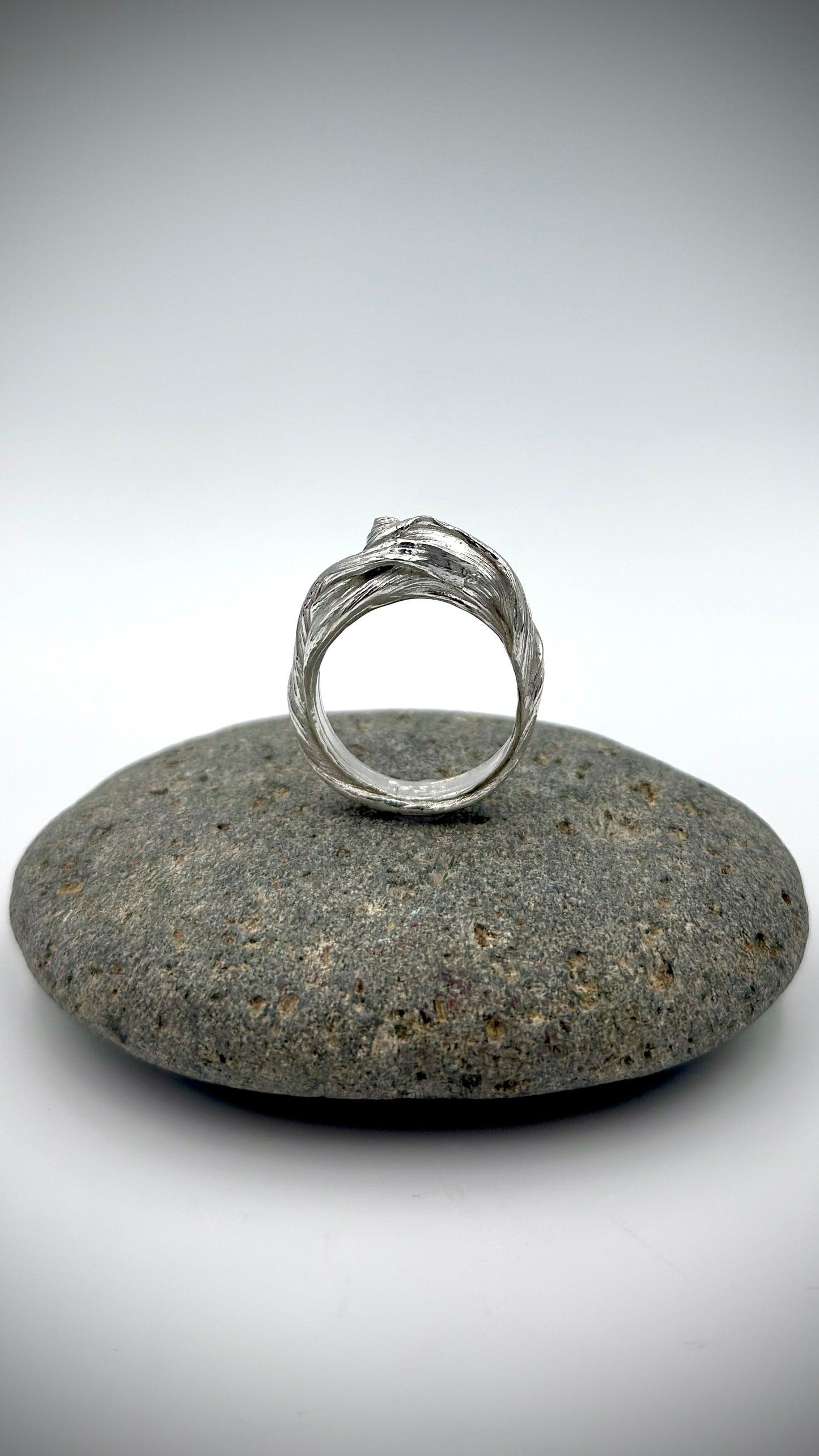 Flow State Ring profile, one-of-a-kind sterling silver ring handmade in Tasmania
