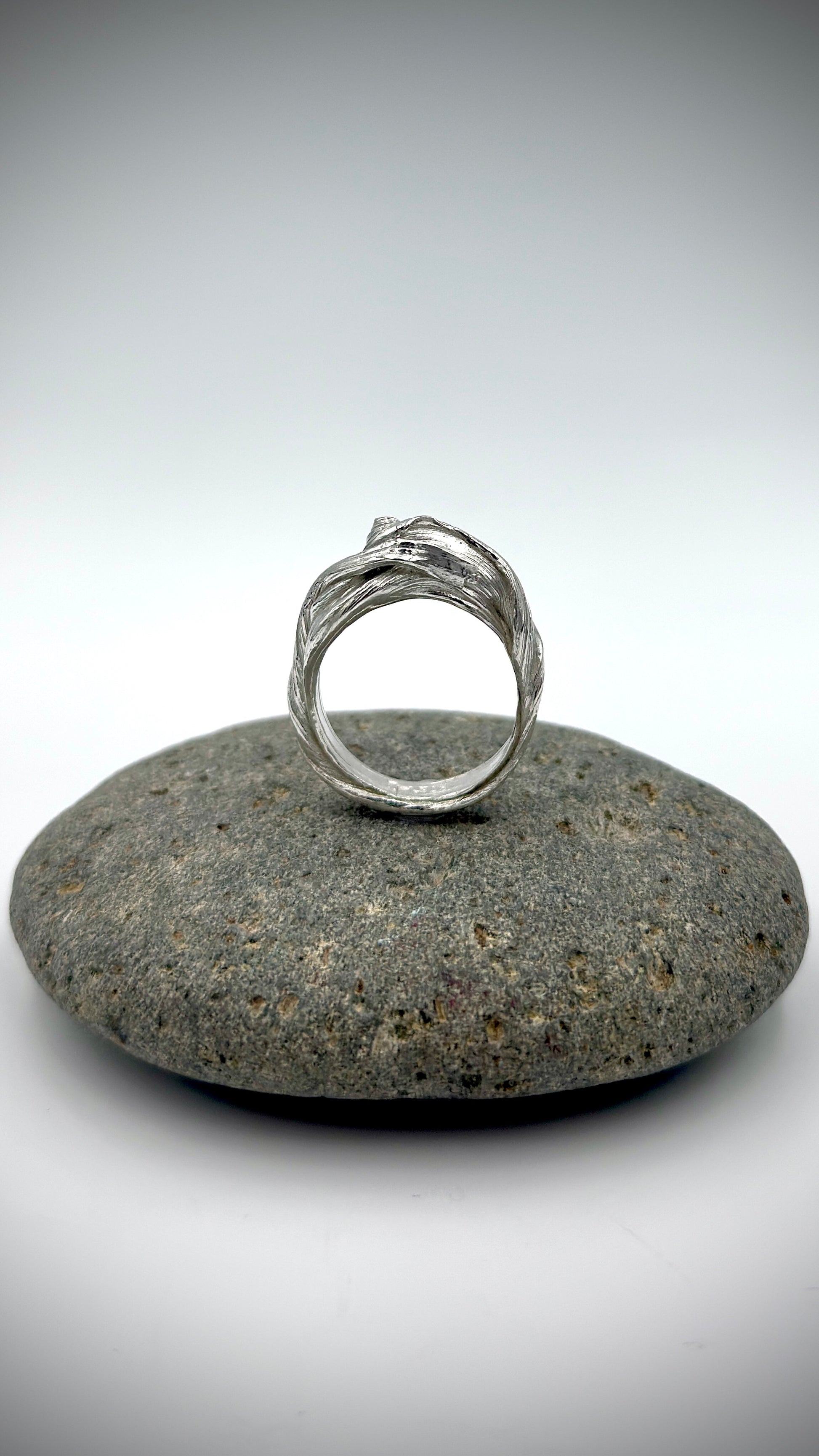 Flow State Ring profile, one-of-a-kind sterling silver ring handmade in Tasmania