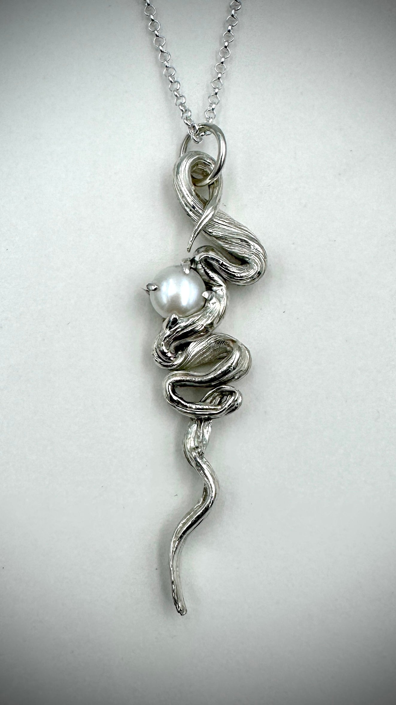 Handmade Flow State Trail Pendant with 10mm Freshwater Pearl in sterling silver – Marina Fox Fine Art